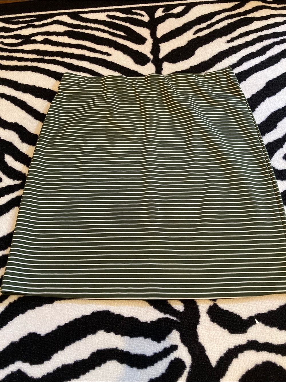 Old Navy Olive Green and White Striped Mini Skirt